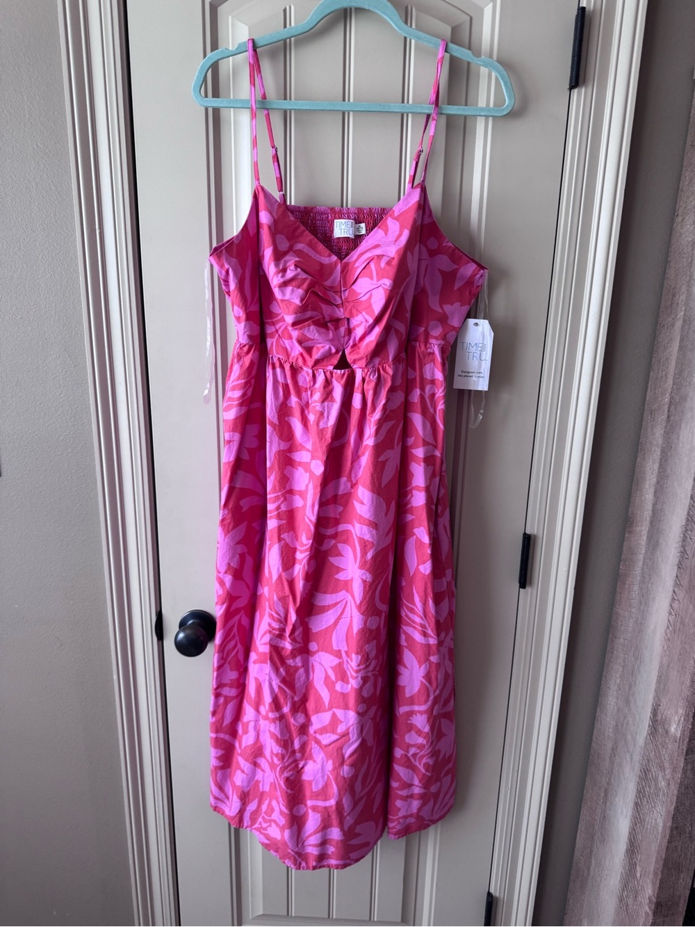 Time and Tru Bright Pink Floral Dress XL